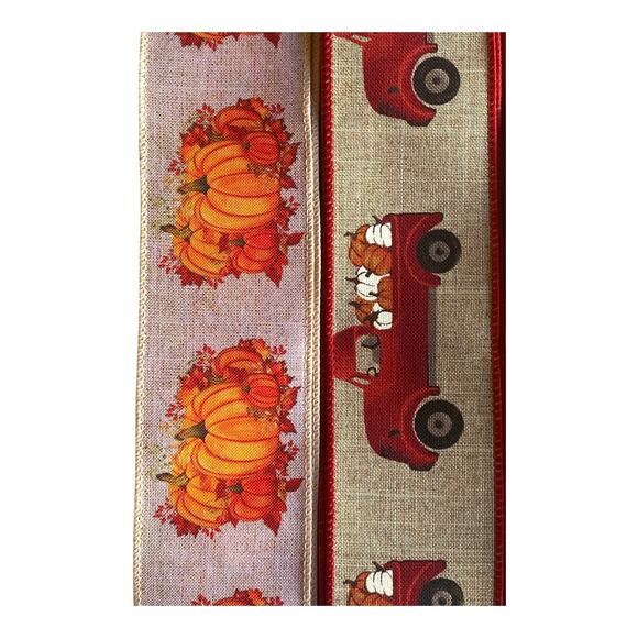 Fall Wreath Kit | Red Truck Welcome Sign & Pumpkin Ribbon Bundle | Autumn DIY - Picture 5 of 9